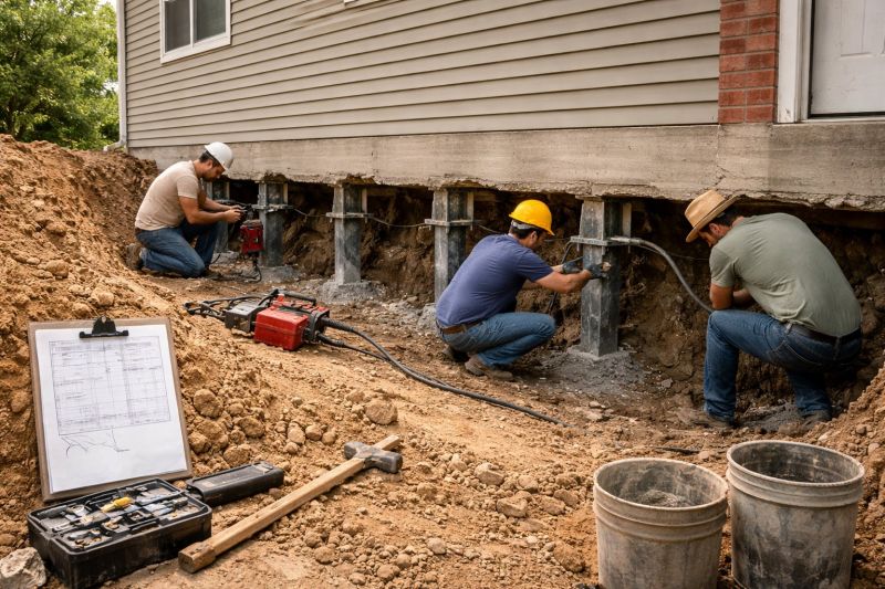 Our team working on Foundation Repair projects in Stevensville, MD