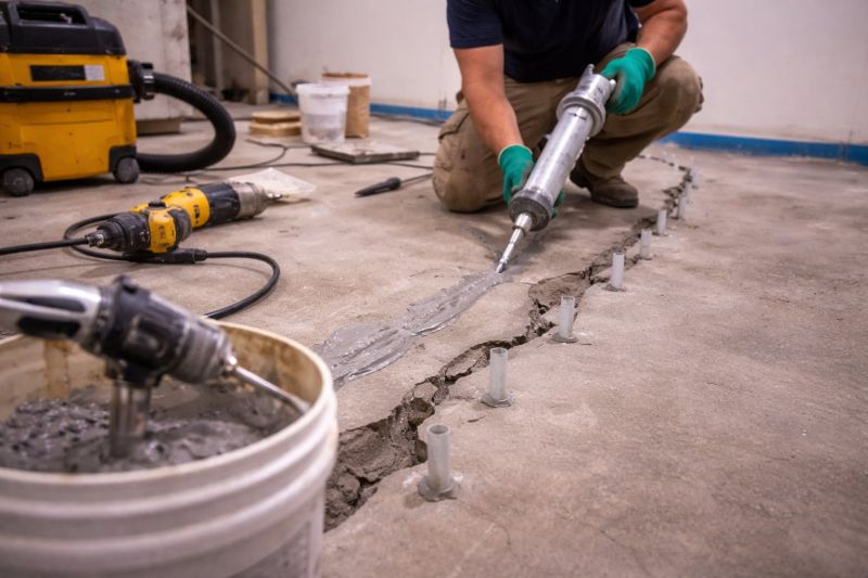 Cracked Basement Floor Repair in Stevensville, MD