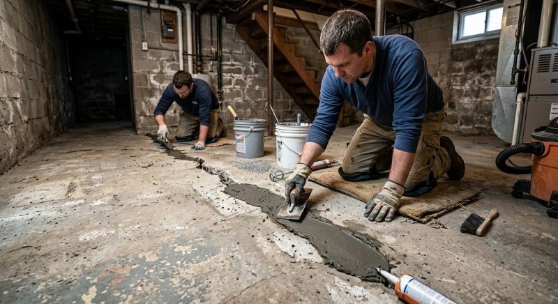 Cracked Basement Floor Repair in Stevensville, MD