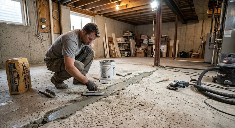Cracked Basement Floor Repair in Stevensville, MD
